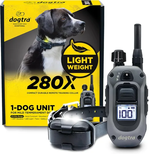 Dogtra Collar de Entrenamiento 280X con Control Remoto [Nueva Edición] 10 libras+, Alcance de 1/2 Milla, Luz LED, 100 Niveles de Control Preciso