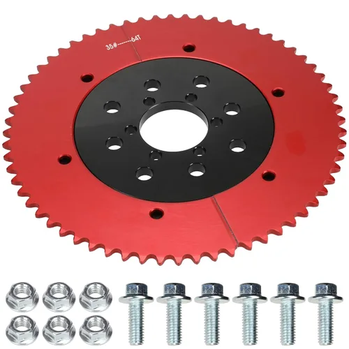 GREHUA 35 Piñón de cadena dividida 64 dientes y adaptador de piñón compatible con Mini Bike Coleman CT100U CT200U CT200U-EX BT200X TrailMaster MB200