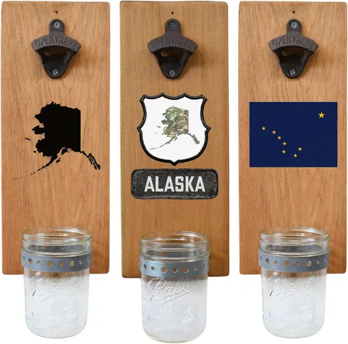Miniatura 46 de Abrebotellas de cerveza de Massachusetts – Abridor de botellas hecho a mano montado en la pared con tapa – Regalo de cerveza para él o ella