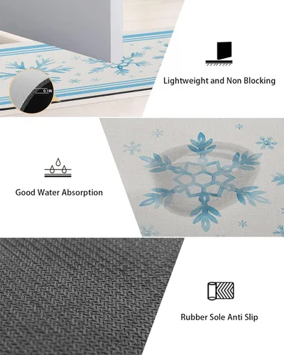Miniatura 2 de Winter Snowflake Bath Mat for Tub,Non Slip Bathroom Floor Runner Rug Quick Dry & Absorbent Diatomaceous Earth Shower Sink Kitchen Living Room