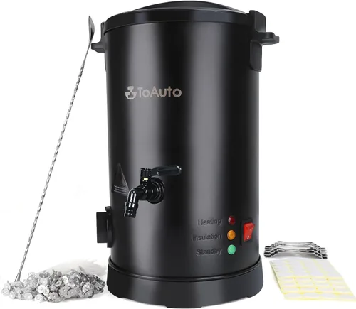 TOAUTO Derretidor de cera para hacer velas, horno de fusión de cera grande con boquilla de vertido rápido y control de temperatura, capacidad de 10