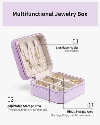 Miniatura 39 de Vlando Regalos de boda – Organizador de viaje de joyería pequeña de piel sintética, estuche de viaje para anillo, mini joyero para aretes, collar