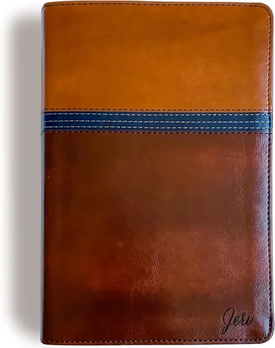Biblia de estudio NIV personalizada, marrón y azul, ilustrada a mano y grabada con láser, grabado personalizado de nombre disponible, regalo