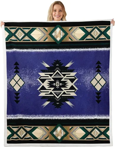 Miniatura 8 de Manfei Manta azteca nativa americana para decoración de habitación de niños y niñas, manta retro tribal geométrica bohemia para sofá, manta de forro
