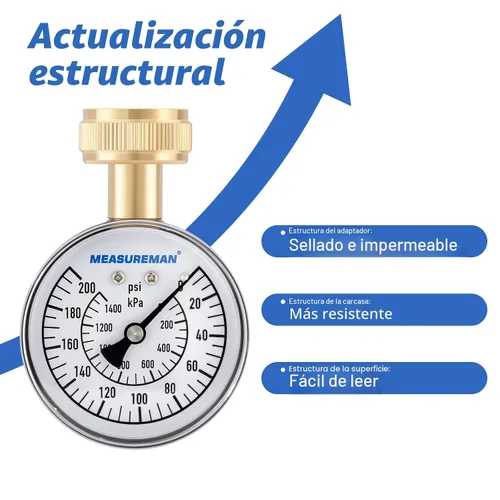 Miniatura 3 de Measureman - Manómetro de presión de agua de 0-200 psi, esfera de 2.5", medidor de presión para boquilla de manguera, probador de presión de agua