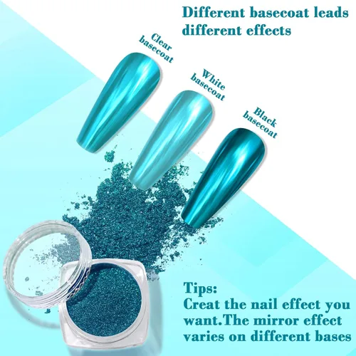 Miniatura 3 de Polvo de Uñas Cromo, Polvo de Purpurina Holográfico Efecto Espejo Metálico para Manicura, Decoración de Arte de Uñas, Pigmento para Esmalte en Gel