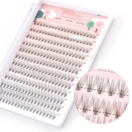 Miniatura 9 de Extensiones de pestañas 20D, 240 extensiones de pestañas individuales, pestañas en racimo de volumen, longitudes mixtas de 0.394-0.551 in, 20