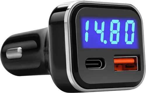 Adaptador de cargador de coche USB C con pantalla de voltaje, encendedor de cigarrillos tipo C de 30 W, entrega de energía de carga rápida y carga