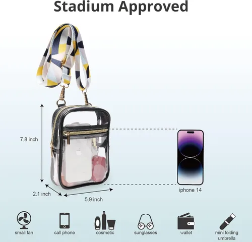 Miniatura 23 de Bolso cruzado aprobado por estadios para mujer, bolsa transparente para estadios para eventos deportivos, conciertos