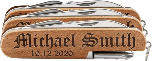 Miniatura 6 de Cuchillo de bolsillo grabado, cuchillo de bolsillo multiherramienta personalizado de 8 funciones, regalos de Navidad para hombres, cuchillos