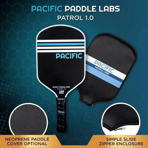 Miniatura 4 de Patrol 1.0 Paleta de pickleball, fibra de vidrio, 0.512 in, raqueta de pickleball aprobada por USAPA, textura de grano abrasivo de carbono, giro