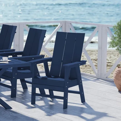 Miniatura 57 de WestinTrends Malibu Outdoor Patio HDPE Adirondack Silla de comedor para patio, color negro