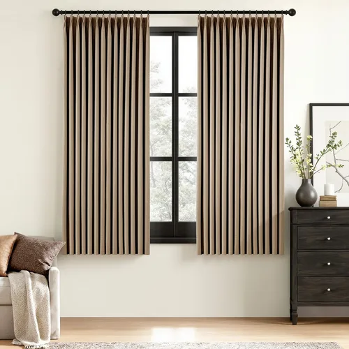 Miniatura 35 de MIULEE - Cortinas de lino beige con pliegues a presión 100% opacas para dormitorio, cortinas de ventana con memoria y bloqueo de luz para oscurecer