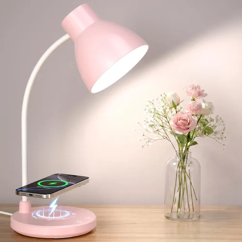 Miniatura 10 de Lámparas de escritorio para oficina en casa – Lámpara de escritorio LED con cargador inalámbrico, 3 modos de color regulables para el cuidado