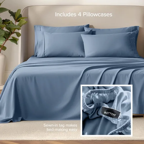 Miniatura 109 de Bare Home Hotel Luxury - Juego de sábanas tamaño individual, extra suave, 4 piezas, bolsillos profundos, ajuste fácil, refrescante y transpirable
