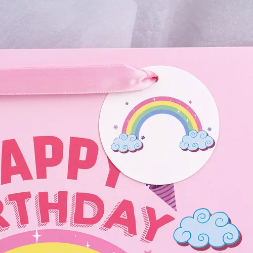 Miniatura 8 de WRAPAHOLIC Bolsas grandes de regalo de cumpleaños de 13 pulgadas con tarjeta y papel de seda, paquete de 2 para cumpleaños de niños y niñas