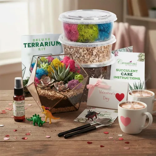 Miniatura 2 de Creations by Nathalie – Kit de bricolaje grande para terrario de inicio con tierra, musgo, piedras, cristal de curación, herramientas y suministros