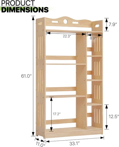 Miniatura 3 de Magshion Estantería de madera escalonada de 7 niveles, estantería estrecha, moderna estantería independiente para libros abiertos, estante