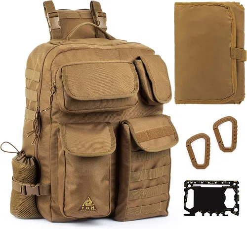 Miniatura 7 de T.O.M HORIZONS Bolsa de pañales para papá; sistema de cambio de pañales con una sola mano. Cambiador de pañales y mucho más incluido