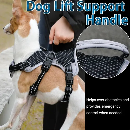 Miniatura 4 de Arnés de perro multiusos con soporte, arnés reflectante a prueba de escapes sin tirones ajustable con asa duradera, arnés para caminar para perros
