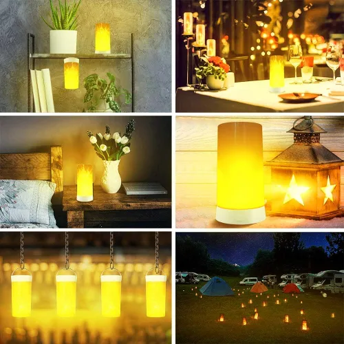 Miniatura 7 de Luz LED con efecto de llama, recargable por USB, impermeable, regulable, 4 modos, linterna con efecto de detección de gravedad y base magnética