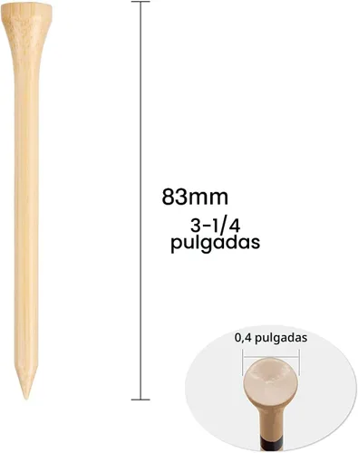 Miniatura 6 de Camisetas de golf duraderas de bambú, 100 piezas, 100 unidades, 3-1/4 pulgadas, material biodegradable que reduce la fricción lateral, más estable