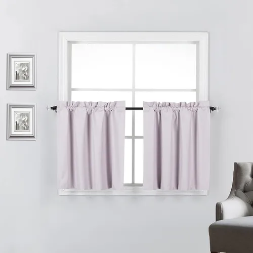 Miniatura 4 de 2 paneles de cortinas opacas con aislamiento térmico y forro blanco en la parte trasera para ventana de bloqueo de luz para cualquier ventana