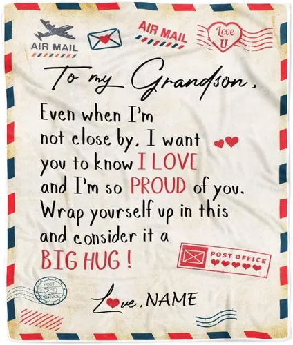 Miniatura 3 de Manta personalizada con texto en inglés «To My Great Grandson», manta floral de elefante para bisnieto, manta de elefante para bisnieto, manta