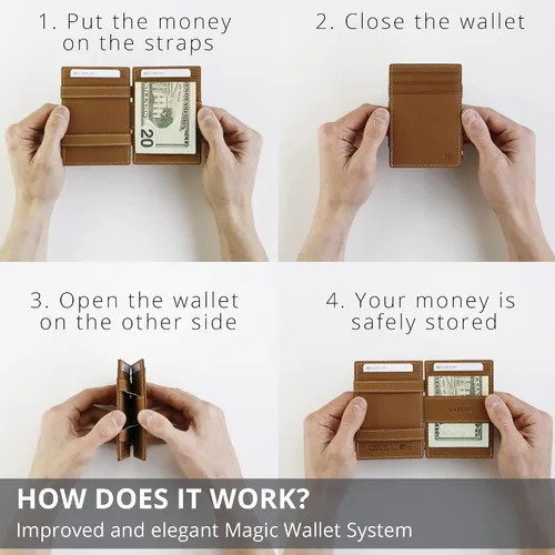 Miniatura 2 de Garzini Magic Wallet con ventana de identificación, cartera minimalista con tarjetero RFID, cartera de piel para 8 tarjetas