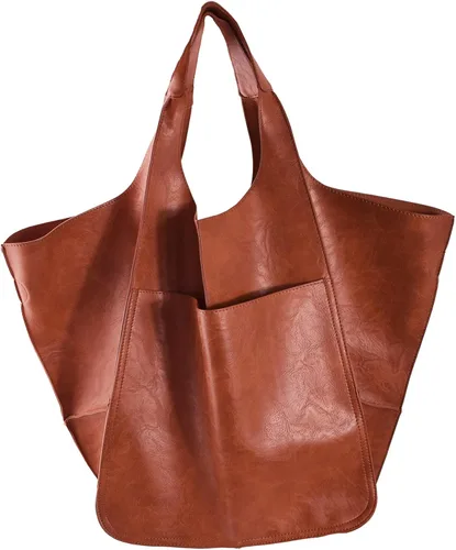 KlaOyer Bolso de mano de cuero de gran capacidad para trabajo, de cuero sintético, bolso de mano y bolso de mano grande y suave bolsa de compras de