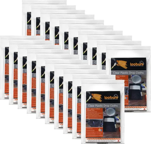 Miniatura 9 de 10 piezas de lonas de plástico para pintores, cubierta impermeable y antipolvo, lona desechable de 9 x 12 pies para pintar para sofá/cubierta
