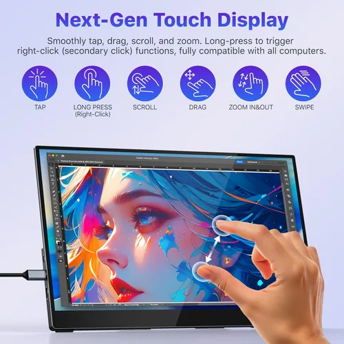 Miniatura 2 de VisionOwl Monitor portátil para laptop, IPS USB-C HDMI segundo monitor de viaje para MacBook Pro Air, PC, PS5, Xbox, segunda pantalla portátil