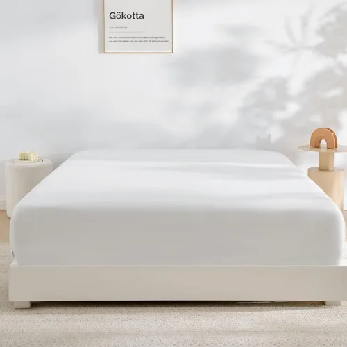 Miniatura 11 de GOKOTTA Sábana bajera ajustable solo tamaño King, 100% rayón derivado de bambú, ultra suave, refrescante y transpirable, con 4 correas elásticas