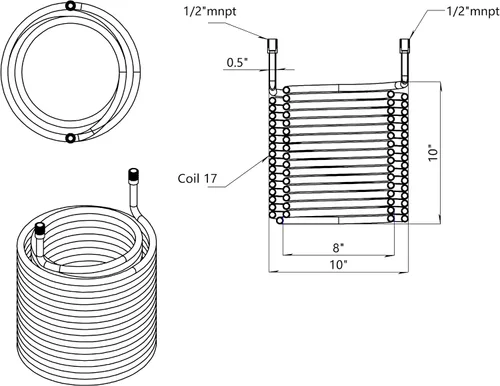 Miniatura 4 de HFS (R) 1/2" macho NPT bobina de condensación de acero inoxidable 304