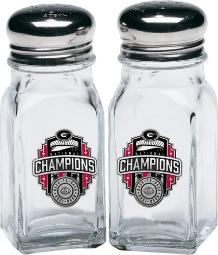 Heritage Pewter Georgia Bulldogs 2022 National Championship - Salero y pimentero - Juego de 2 botellas | Vidrio de peltre elaborado por expertos