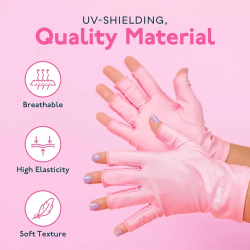 Miniatura 9 de SUNUV Guantes LED con luz UV para uñas de gel, guantes profesionales UPF 50+ anti UV para lámpara de uñas de gel, tecnología de uñas, rosa