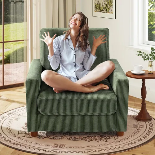 Miniatura 36 de Kidirect Silla de acento extragrande de 35.5 pulgadas, sillas de sala de montaje fácil, silla de lectura de pana para dormitorio, sillas de acento