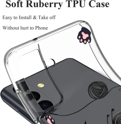 Miniatura 4 de Unov Funda para Galaxy S22 transparente con diseño de TPU suave absorción de impactos, patrón delgado en relieve, cubierta trasera protectora