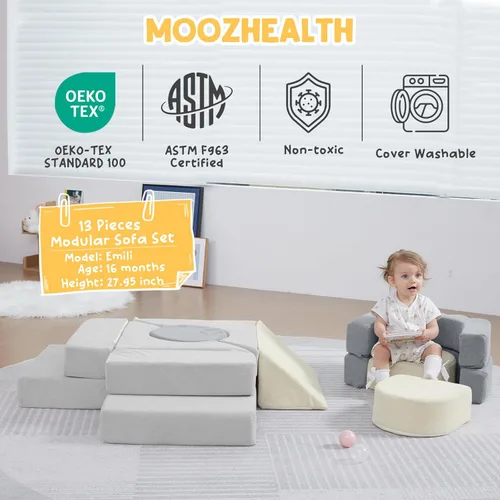 Miniatura 5 de 13 Piezas Bloques de Escalada de Espuma para Niños Pequeños de 1-3 Años Juego Suave de Escalada Floral para Niños para Interiores, Juguetes