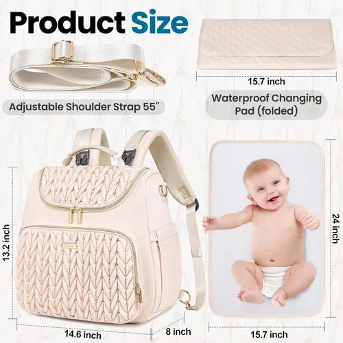 Miniatura 2 de Tealari Mochila de pañales convertible 4 en 1, bolsa de pañales impermeable para bebé con cambiador, se convierte en bolsa de bebé, mochila