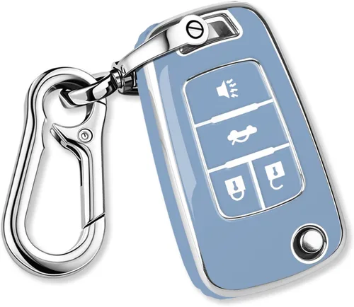 QBUC para Chevy Funda para Llavero con Keychain, Borde Cromado, TPU Suave Compatible con 2010-2019 Chevrolet Chevy Equinox Malibu Impala Cruze Sonic