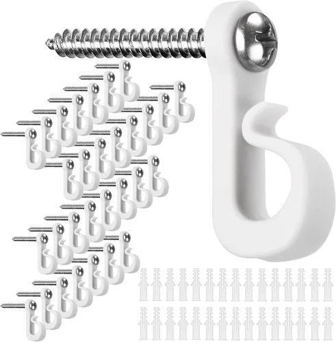 Miniatura 13 de SELEWARE Q - Ganchos para colgar luces de cadena, Navidad con tornillo, ganchos para interiores y exteriores, clips para colgar luces de hadas