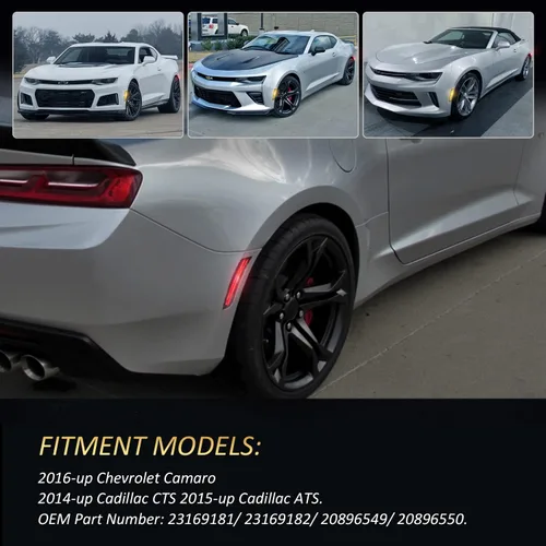 Miniatura 5 de D-Lumina Luces LED ahumadas laterales compatibles con Chevy Camaro 2016 2017 2018 2019 2020 2021 2022, Cadillac CTS 2014 en adelante, Cadillac ATS