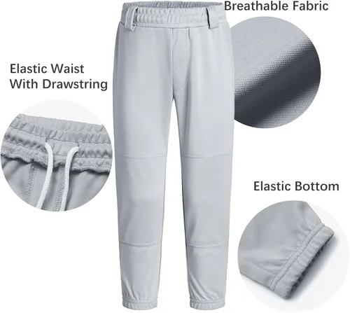 Miniatura 5 de QBK 2T3T4T5T Pantalones de béisbol para niños pequeños, pantalones de sóftbol para niños, pantalones de pelota para niño y niña