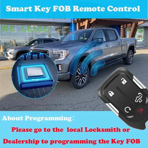 Miniatura 9 de Llavero inteligente para GMC Sierra 2019-2022, llavero de control remoto de entrada sin llave compatible con Chevrolet Silverado GMC Sierra