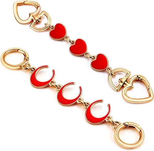 Miniatura 19 de 2 unidades extensoras de bolsa de cadena de corazón y luna, extensores de correa para bolso, cadena de oro, correa de repuesto para monedero