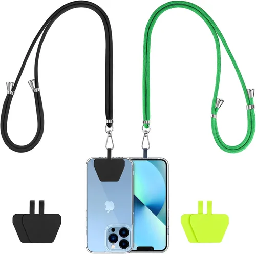Miniatura 9 de CACOE Paquete de 2 cordones para teléfono, 1 correa ajustable para el cuello, 1 correa de muñeca, 2 almohadillas, cordones universales cruzados