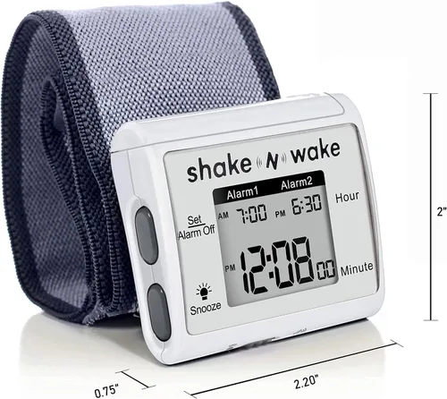 Miniatura 3 de Tech Tools Reloj despertador vibratorio - Shake N Wake - Reloj de pulsera con alarma silenciosa - con alarma dual