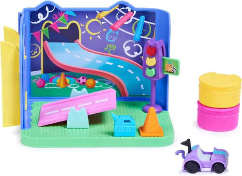 Miniatura 8 de La casa de muñecas de Gabby, habitación de juego Carlita Purr-ific con coche de juguete Carlita, accesorios, muebles y entregas de la casa