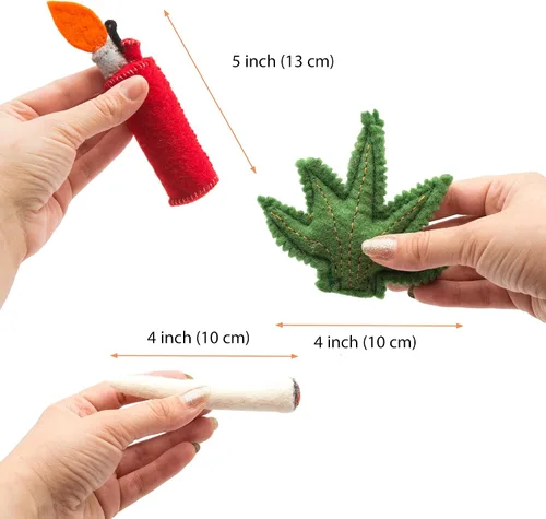 Miniatura 5 de Glaciart One Juego de juguetes para gatos con hierba gatera, hojas y encendedor Grieta de gato para gatitos divertidos, juguetes estimulantes